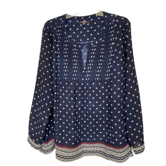 NYDJ LOS ANGELES Women's Split Neck 70's Style Smock Tunic Top XL Multicolor - Picture 16 of 16